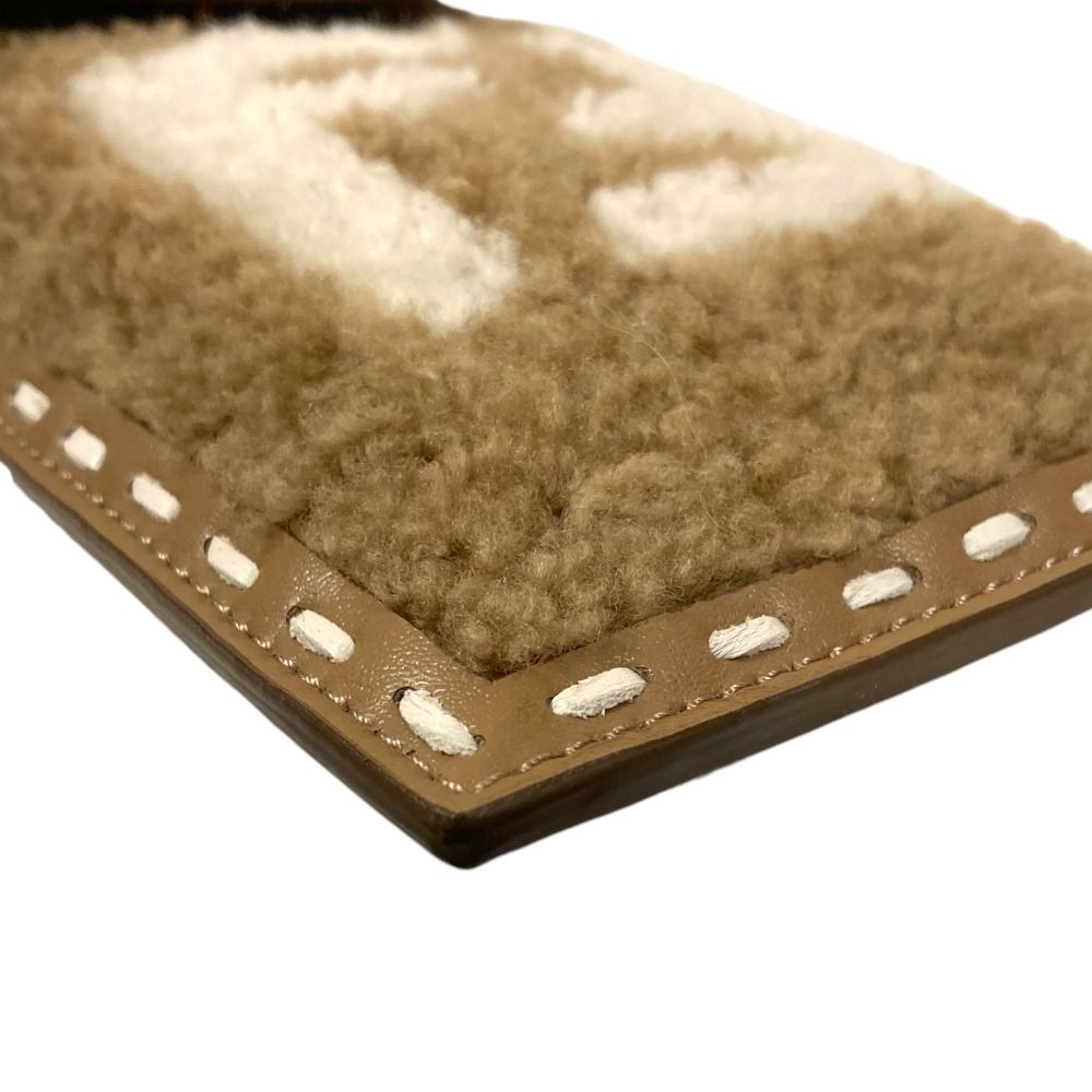 Fendi Shearling Different Materials Mix Phone Pouch Brown — view 4