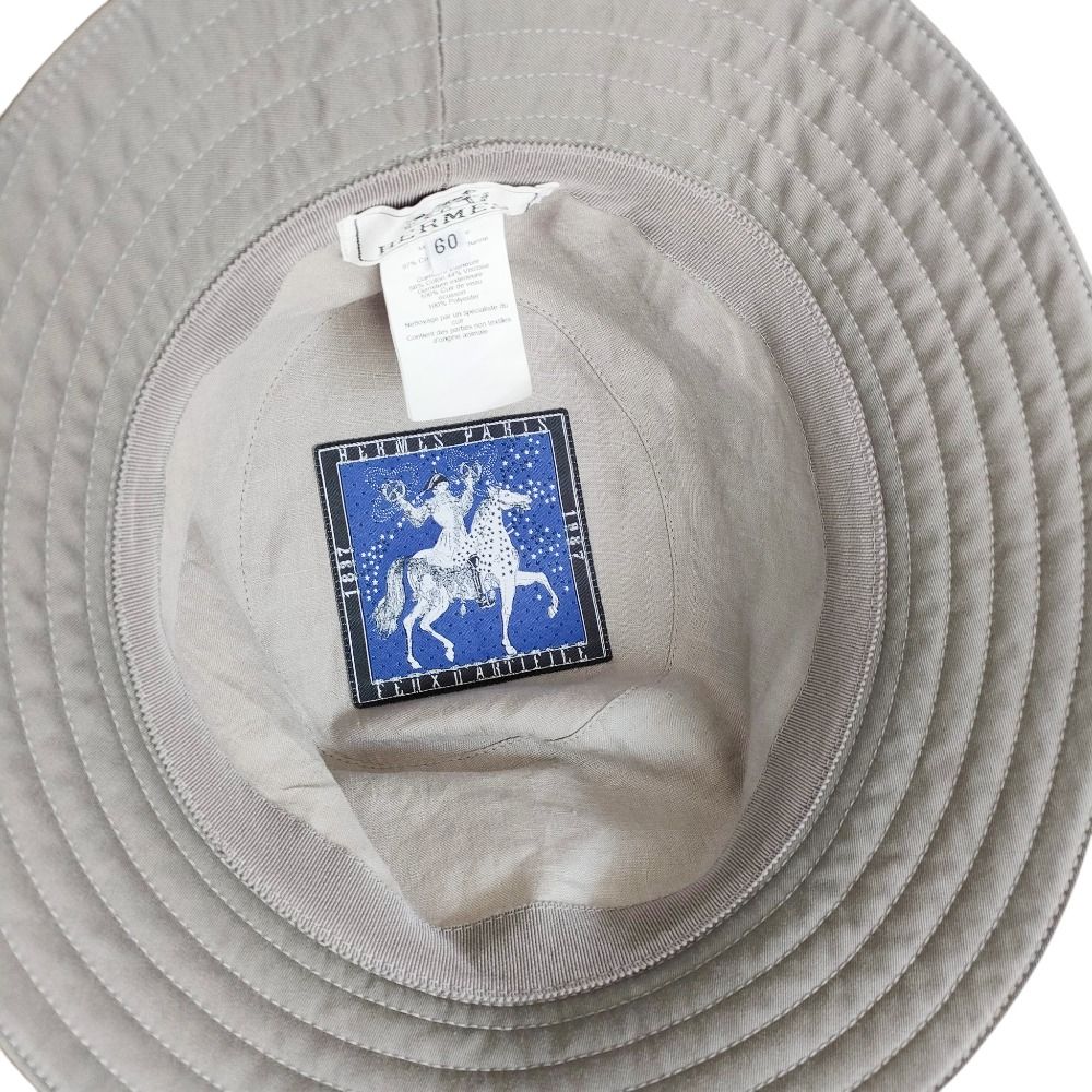 Hermes Fred Cut Bucket Hat 60 Gray — view 9