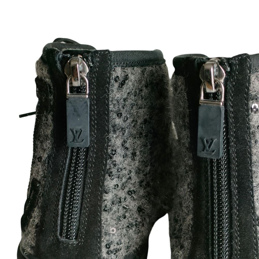 Louis Vuitton Wool Sequin High Cut Sneakers 34 — view 4