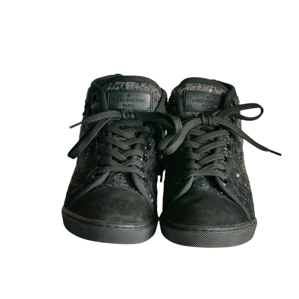 Louis Vuitton Wool Sequin High Cut Sneakers 34 — view 2