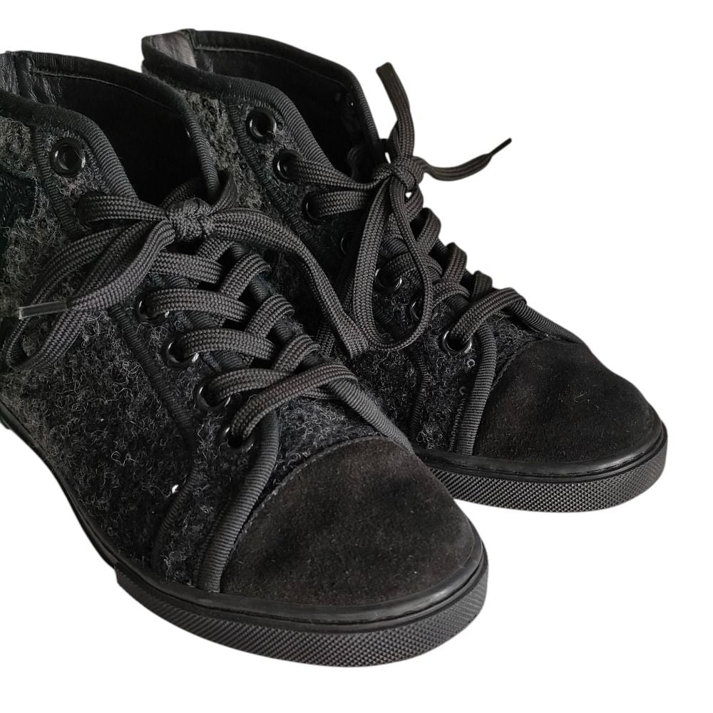Louis Vuitton Wool Sequin High Cut Sneakers 34 — view 7
