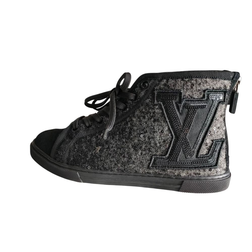 Louis Vuitton Wool Sequin High Cut Sneakers 34 — view 5