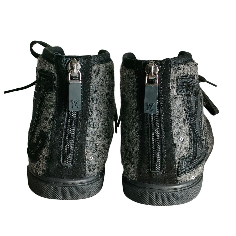 Louis Vuitton Wool Sequin High Cut Sneakers 34 — view 3