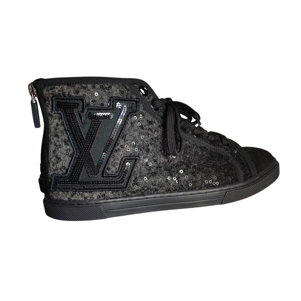 Louis Vuitton Wool Sequin High Cut Sneakers 34 — view 6