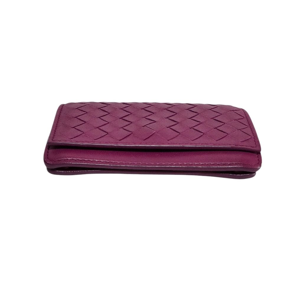 Bottega Veneta Intrecciato Leather Card Case Purple — view 3