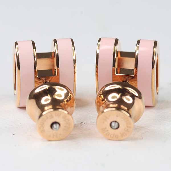 Hermes Earrings Mini Pop Lacquer Metal Rose Dragee Golden — view 3