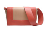 Celine Frame Shoulder Bag Bicolor Leather Red Brown Gold