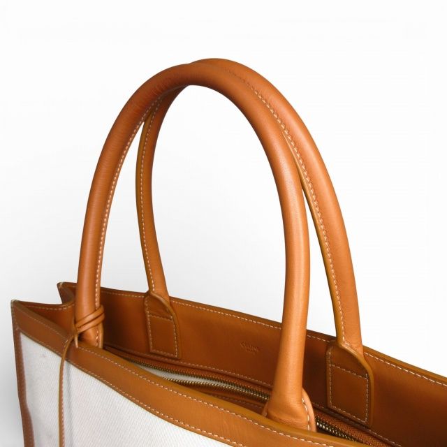 Celine Vertical Cover Large Canvas Leather Camel — view 5
