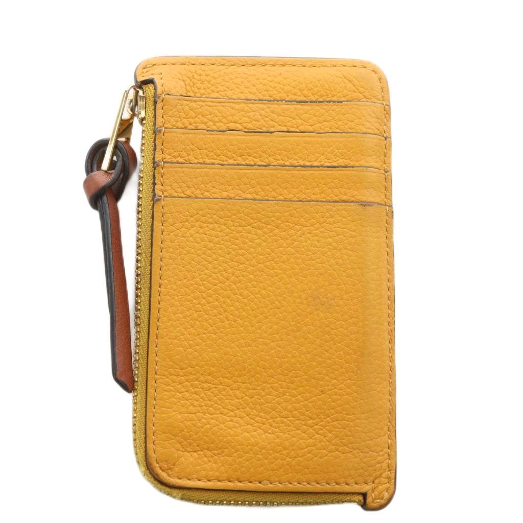Loewe Anagram Fragment Case Coin Purse Card Leather Yellow — view 2