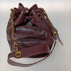 Chanel Shoulder Bag Drawstring Chain Caviar Leather CC Logo Gold Bold — view 3