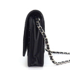 Chanel Shoulder Bag Quilted Classic Chain Wallet Black Patent — view 3