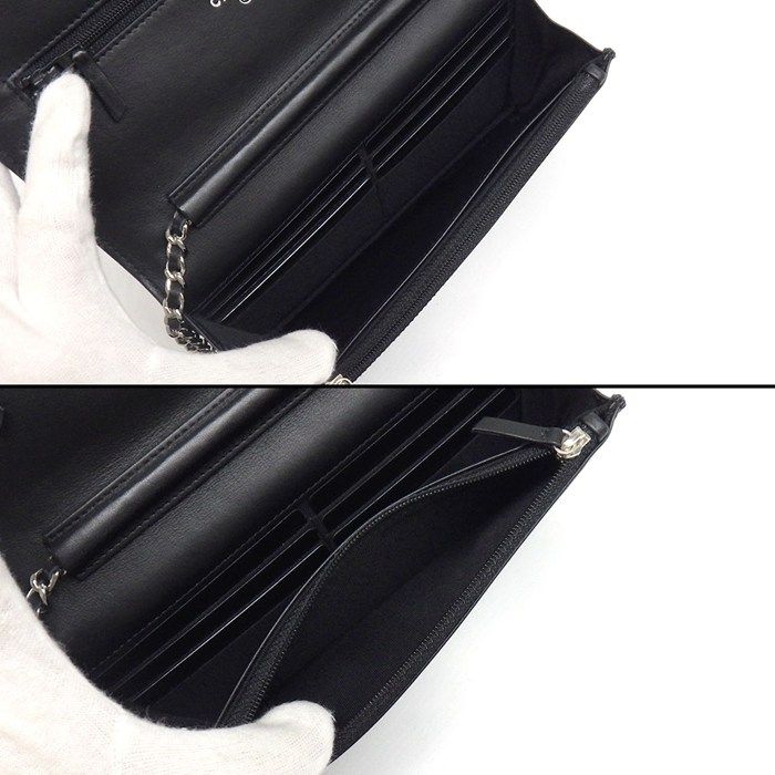 Chanel Shoulder Bag Quilted Classic Chain Wallet Black Patent — view 5