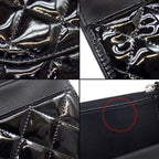 Chanel Shoulder Bag Quilted Classic Chain Wallet Black Patent — view 8