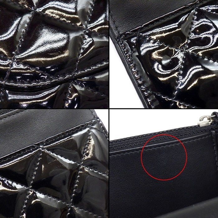 Chanel Shoulder Bag Quilted Classic Chain Wallet Black Patent — view 8