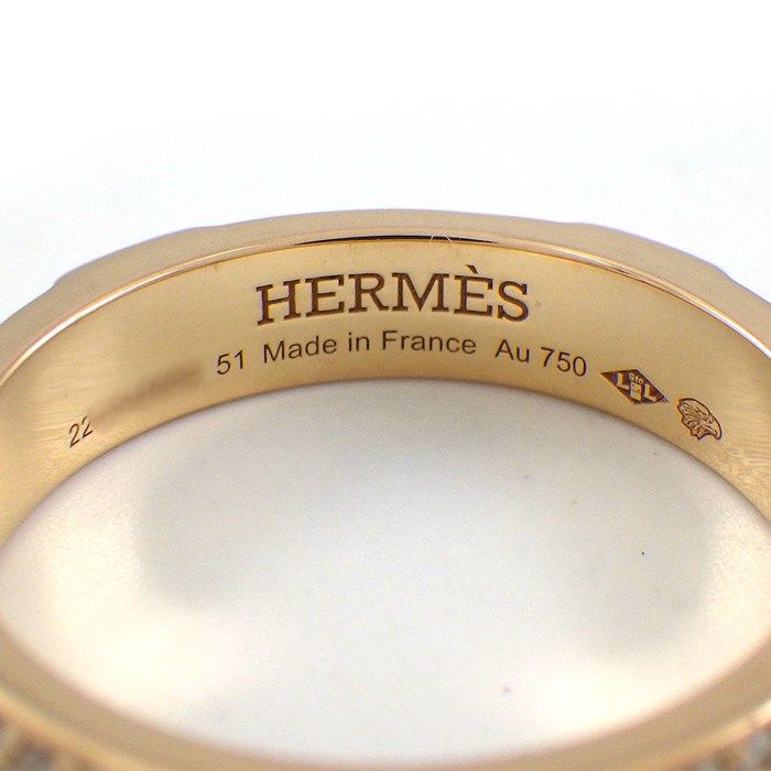 Hermes Ring Clou de Pave 65 Points Diamond 18K Pink — view 4