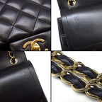 Chanel Shoulder Bag Quilted 30 Classic Large Black Gold — view 9