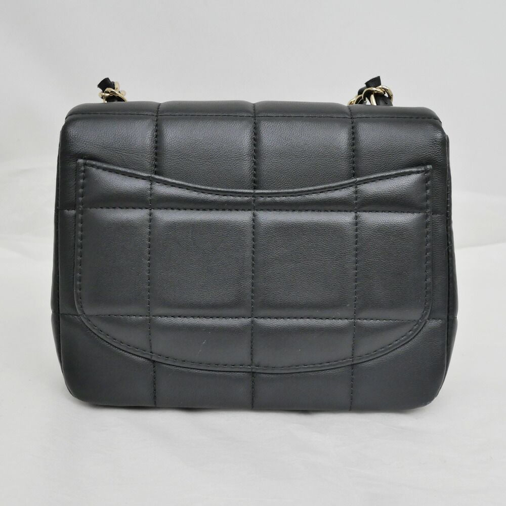 Chanel Choco Bar Chain Clutch Shoulder Bag Lambskin Black Gold — view 2