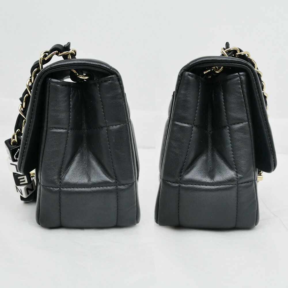 Chanel Choco Bar Chain Clutch Shoulder Bag Lambskin Black Gold — view 3