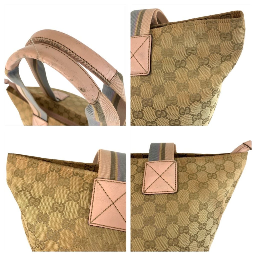 Gucci Sherry Line Beige Pink Gold GG Canvas Tote — view 6