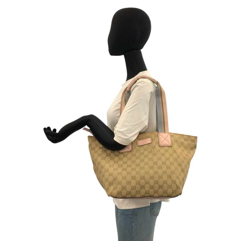Gucci Sherry Line Beige Pink Gold GG Canvas Tote — view 7