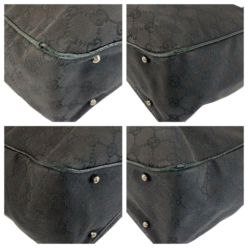 Gucci Black GG Canvas Leather Tote Shoulder Bag — view 4