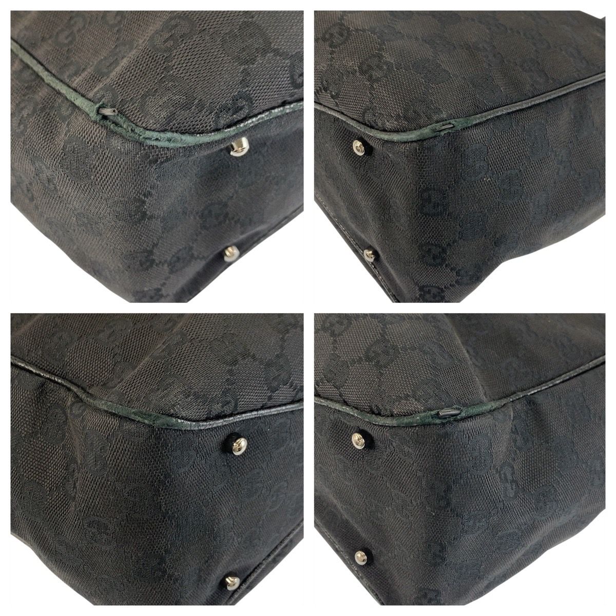 Gucci Black GG Canvas Leather Tote Shoulder Bag — view 4