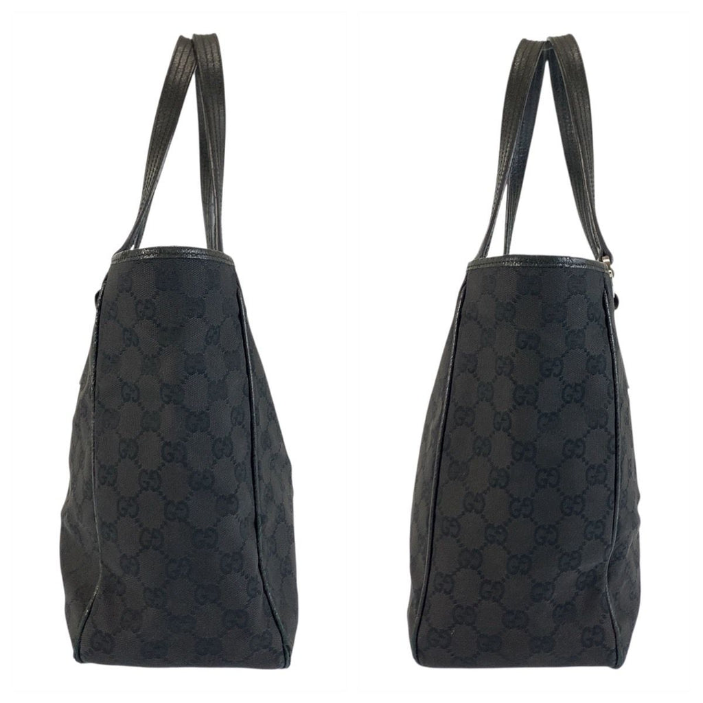 Gucci Black GG Canvas Leather Tote Shoulder Bag — view 7