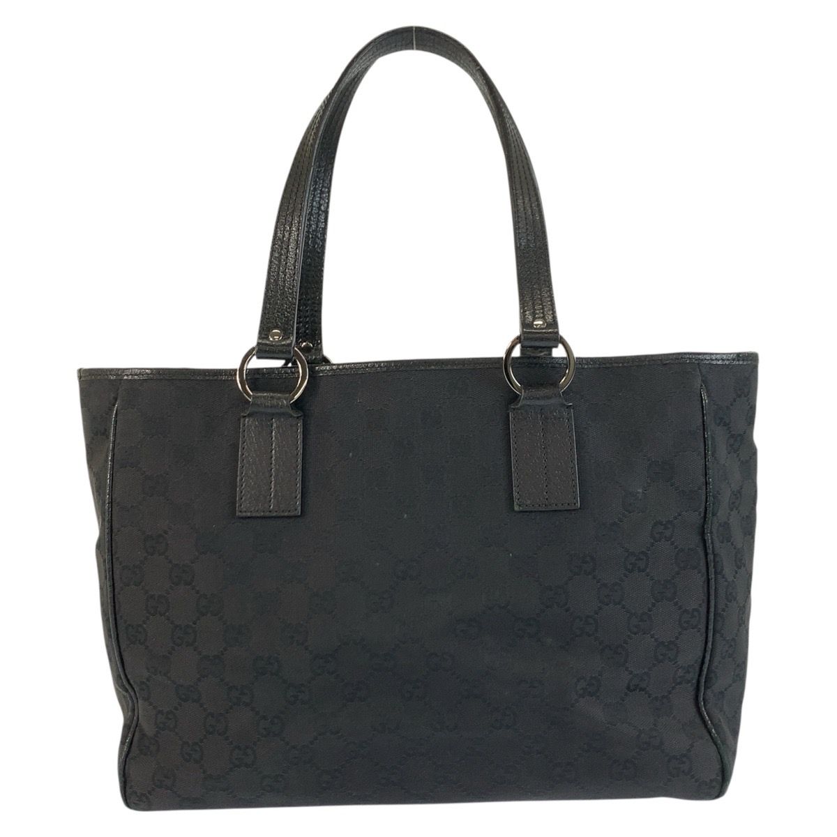 Gucci Black GG Canvas Leather Tote Shoulder Bag — view 2