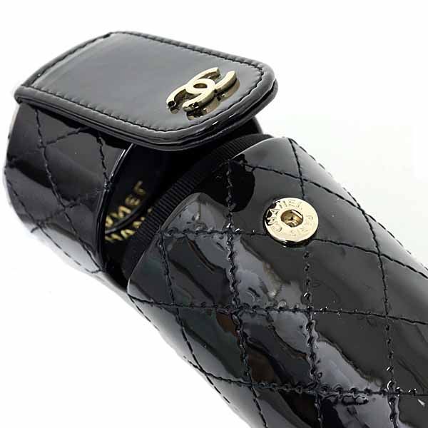 Chanel Quilted Chain Shoulder Lip Case Patent Leather Mirror Black S — view 5
