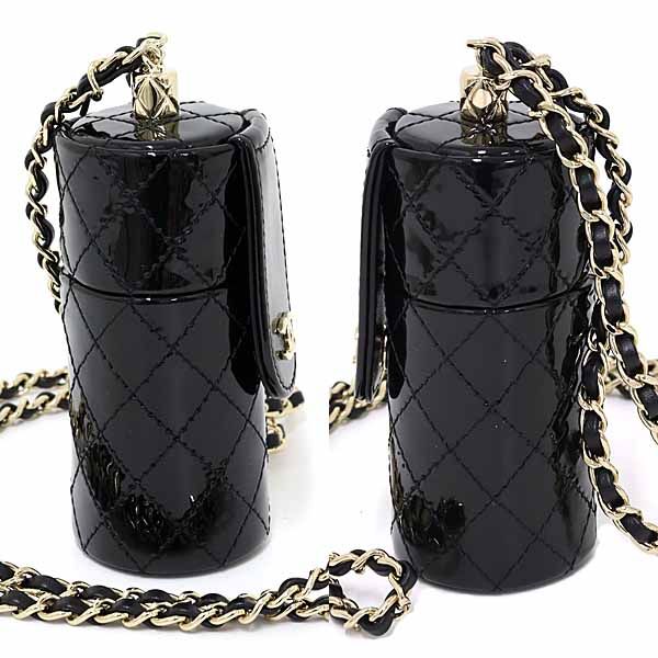 Chanel Quilted Chain Shoulder Lip Case Patent Leather Mirror Black S — view 4