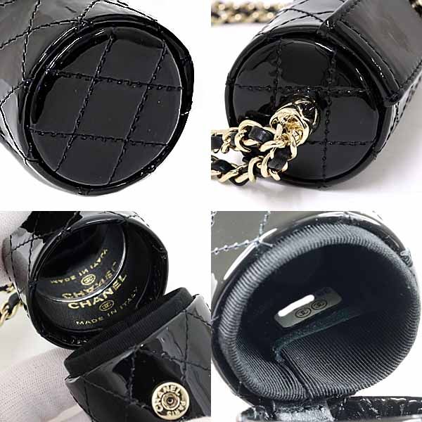 Chanel Quilted Chain Shoulder Lip Case Patent Leather Mirror Black S — view 6