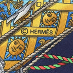 Hermes Scarf Carre 90 les Tambours Tambour Drum Silk Navy Multicolo — view 4