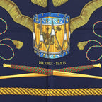 Hermes Scarf Carre 90 les Tambours Tambour Drum Silk Navy Multicolo — view 3