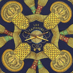 Hermes Scarf Carre 90 les Tambours Tambour Drum Silk Navy Multicolo — view 2