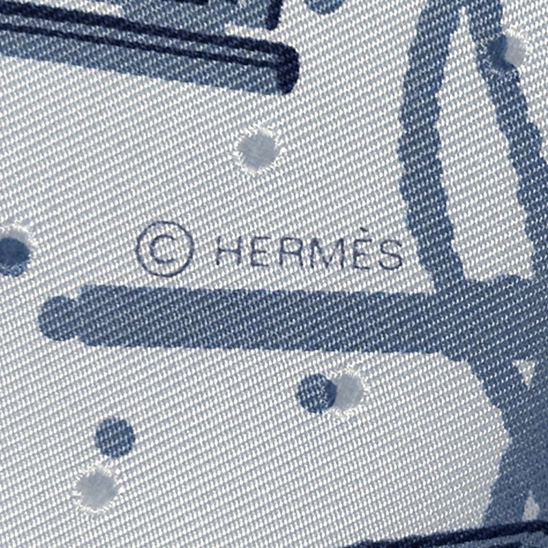 Hermes Scarf Carre 55 les Cles Key Silk Blue Light — view 3