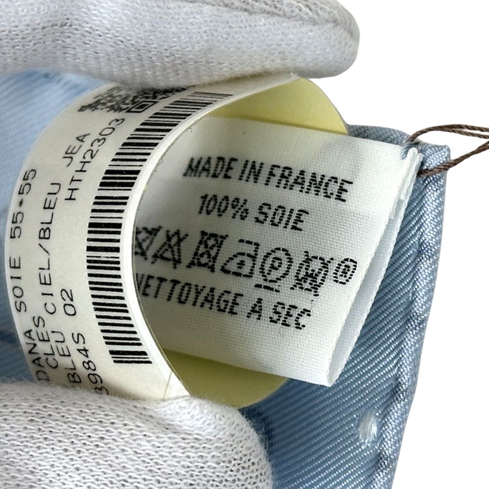 Hermes Scarf Carre 55 les Cles Key Silk Blue Light — view 4