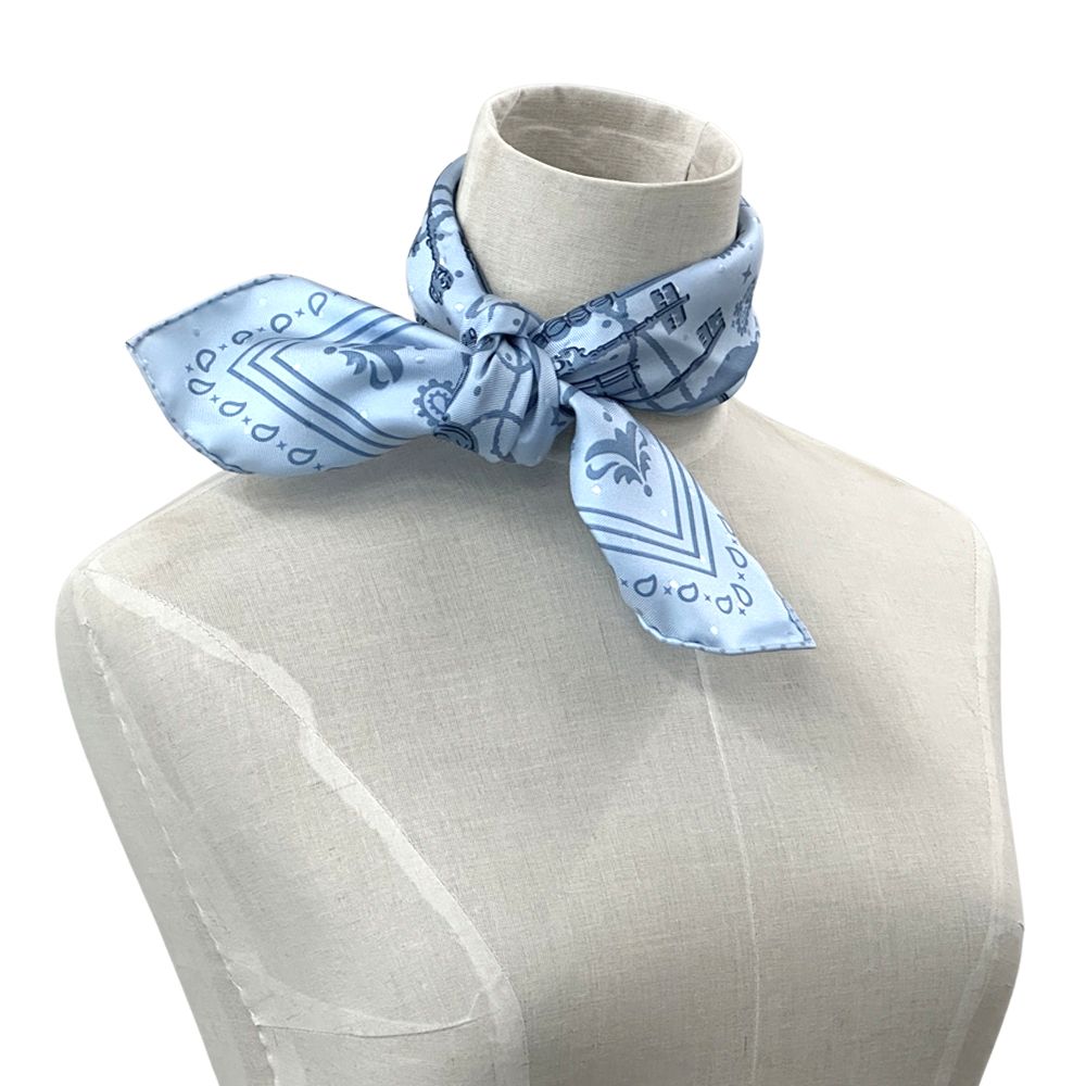 Hermes Scarf Carre 55 les Cles Key Silk Blue Light — view 6