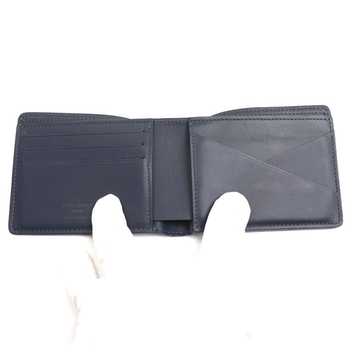Louis Vuitton Portefeuille Multiple Bifold Wallet Monogram Shadow Navy — view 3
