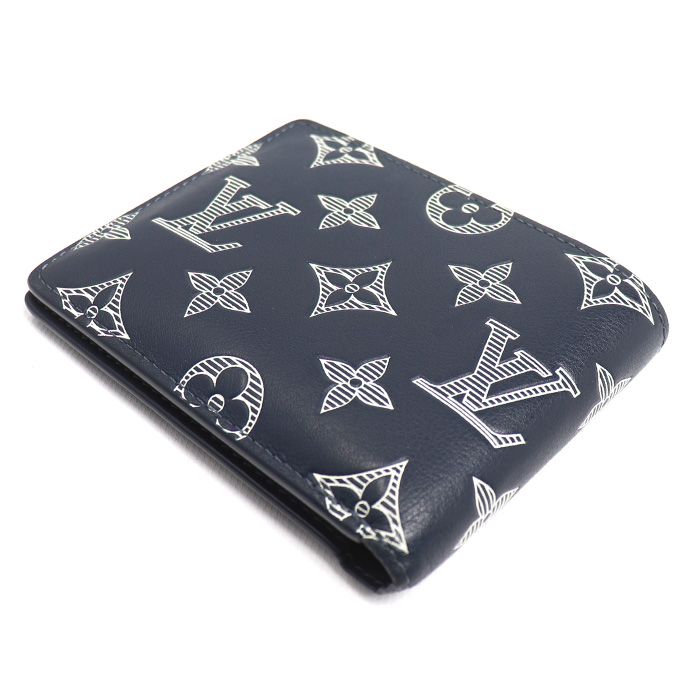Louis Vuitton Portefeuille Multiple Bifold Wallet Monogram Shadow Navy — view 2