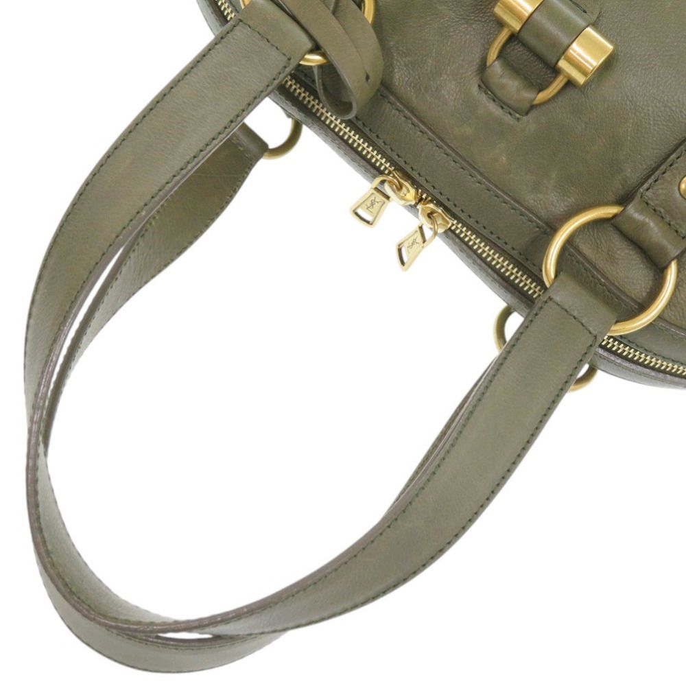 Saint Laurent Yves Muse Leather Olive Handbag — view 9