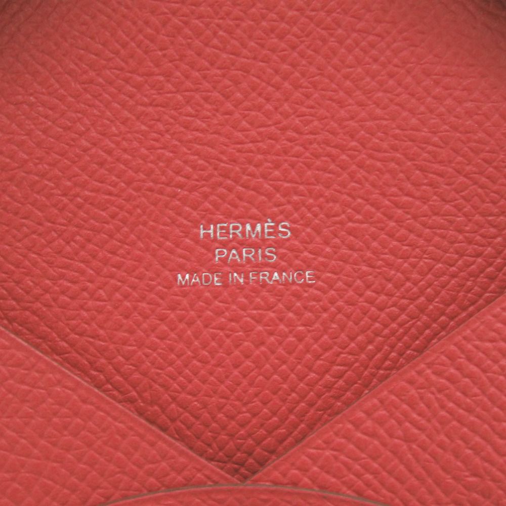 Hermes Calvi Duo Veau Epsom Rouge Tomato Silver — view 7