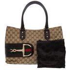 Gucci Horsebit Tote Sherry Line Gold GG Canvas Leather — view 2