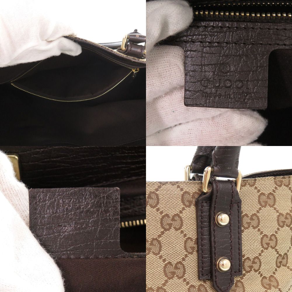 Gucci Horsebit Tote Sherry Line Gold GG Canvas Leather — view 7