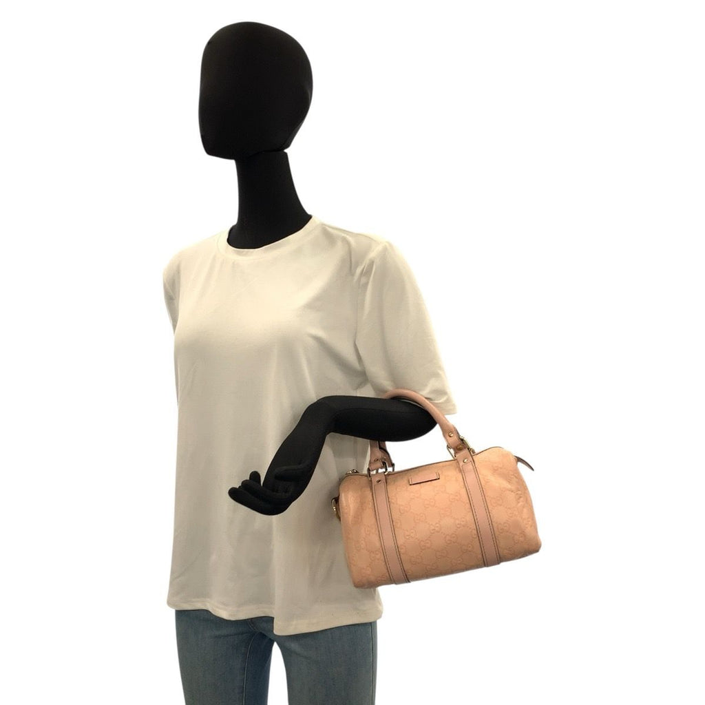Gucci Guccissima Pink Gold Leather Mini Boston Bag — view 6