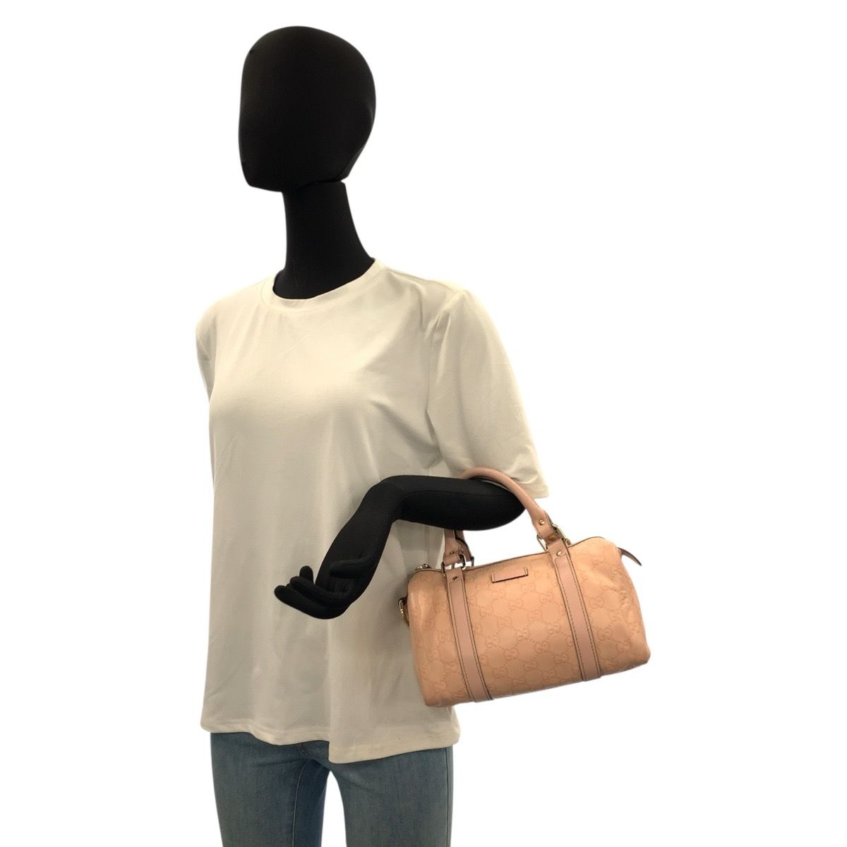 Gucci Guccissima Pink Gold Leather Mini Boston Bag — view 6