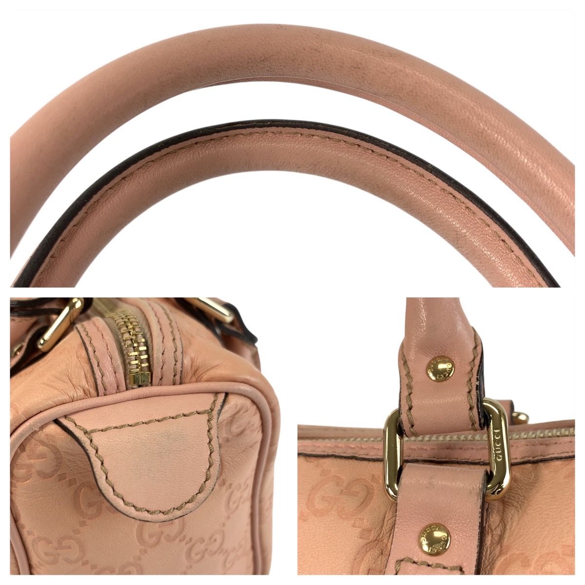 Gucci Guccissima Pink Gold Leather Mini Boston Bag — view 5
