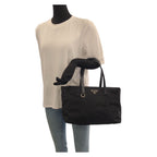 Prada Tessuto Saffiano Black Silver Nylon Tote — view 7