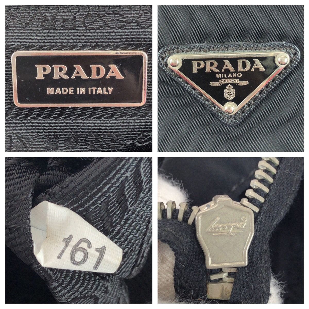 Prada Tessuto Saffiano Black Silver Nylon Tote — view 4