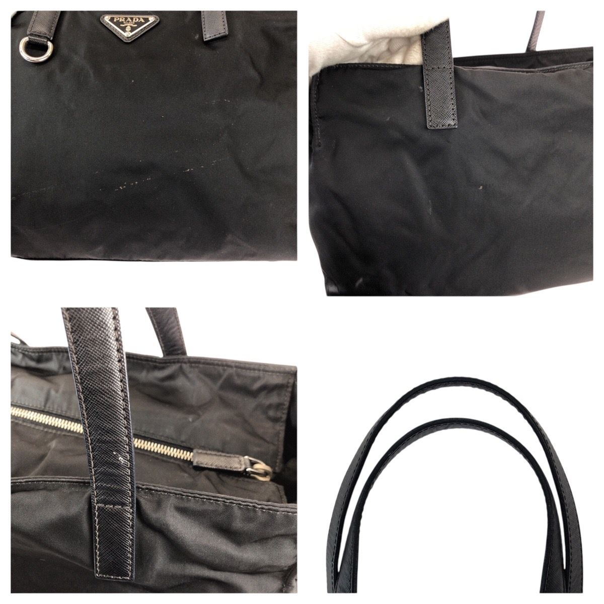 Prada Tessuto Saffiano Black Silver Nylon Tote — view 6