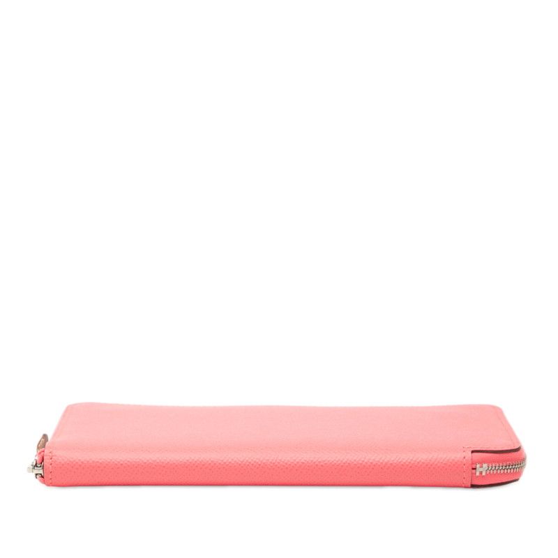 Hermes Azap Long Silk in Zip Around Wallet Rose Azalea Pink Orange Veau — view 3